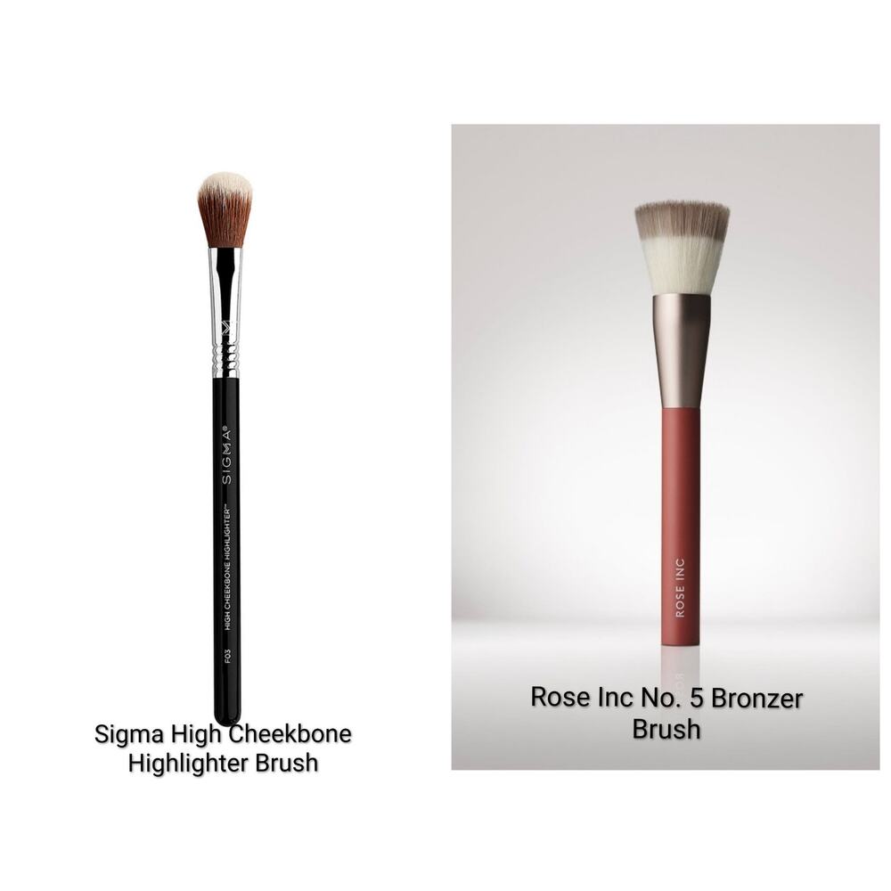 Lot of 2 Makeup Brushes – Sigma F03 High Cheekbone + Rose Inc No. 5 | NWT